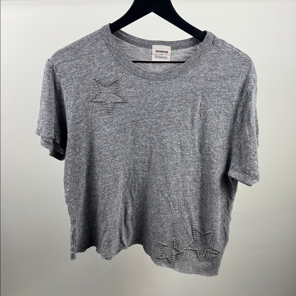 Monrow x Bandier Heather Gray Limited Edition Studded Star Tee – Size M